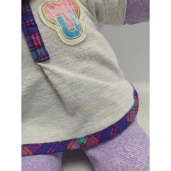 VINTAGE 1996 Doodle Bear Tyco Purple Teddy Plaid Outfit 90s - Picture 4 of 7